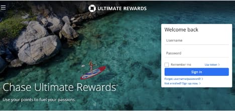 Log in to Chase Ultimate Rewards